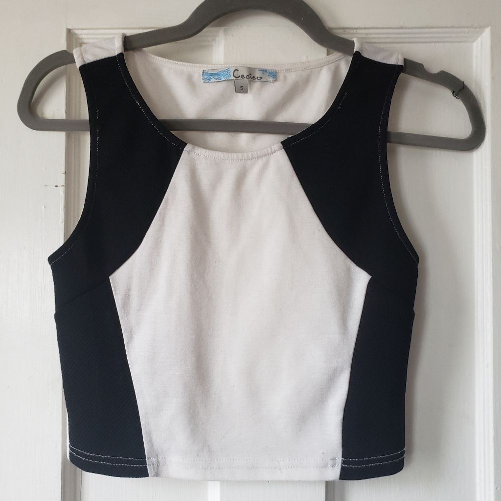 White and Black Crop Tank Top